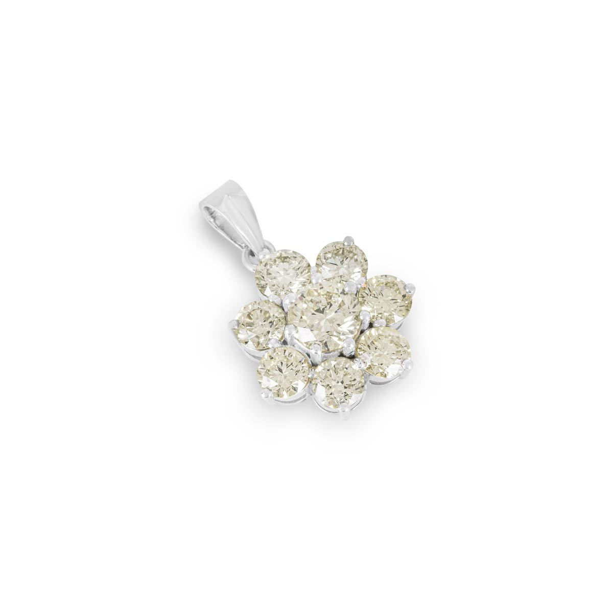 White Gold Diamond Flower Pendant 7.05ct TDW